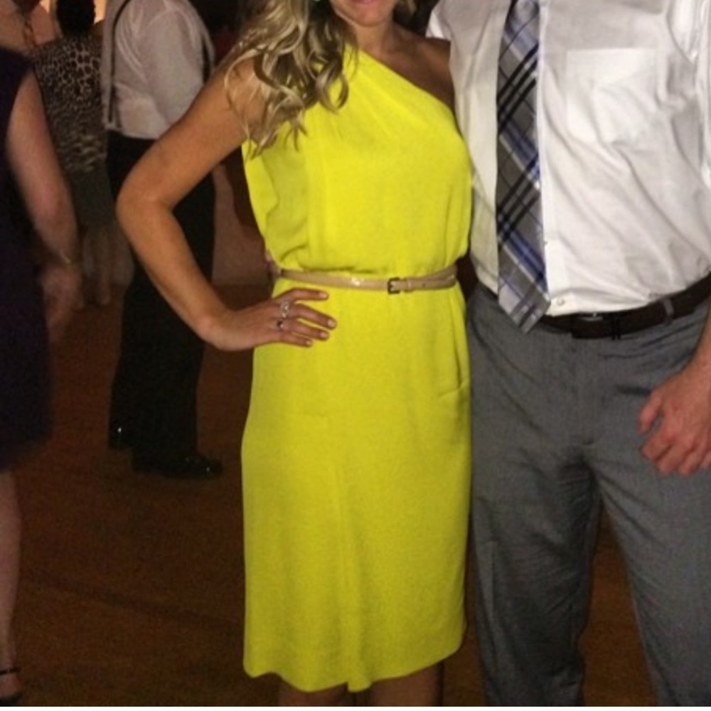 Diane Von Furstenberg Neon Yellow one shoulder dress